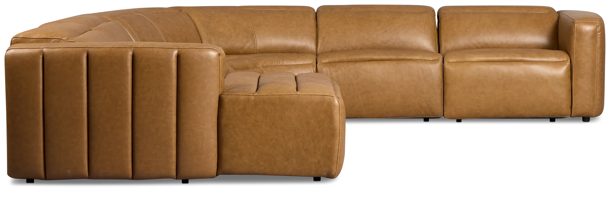 Jace Medium Brown Lthr/vinyl Small Dual Power Left Chaise Sectional
