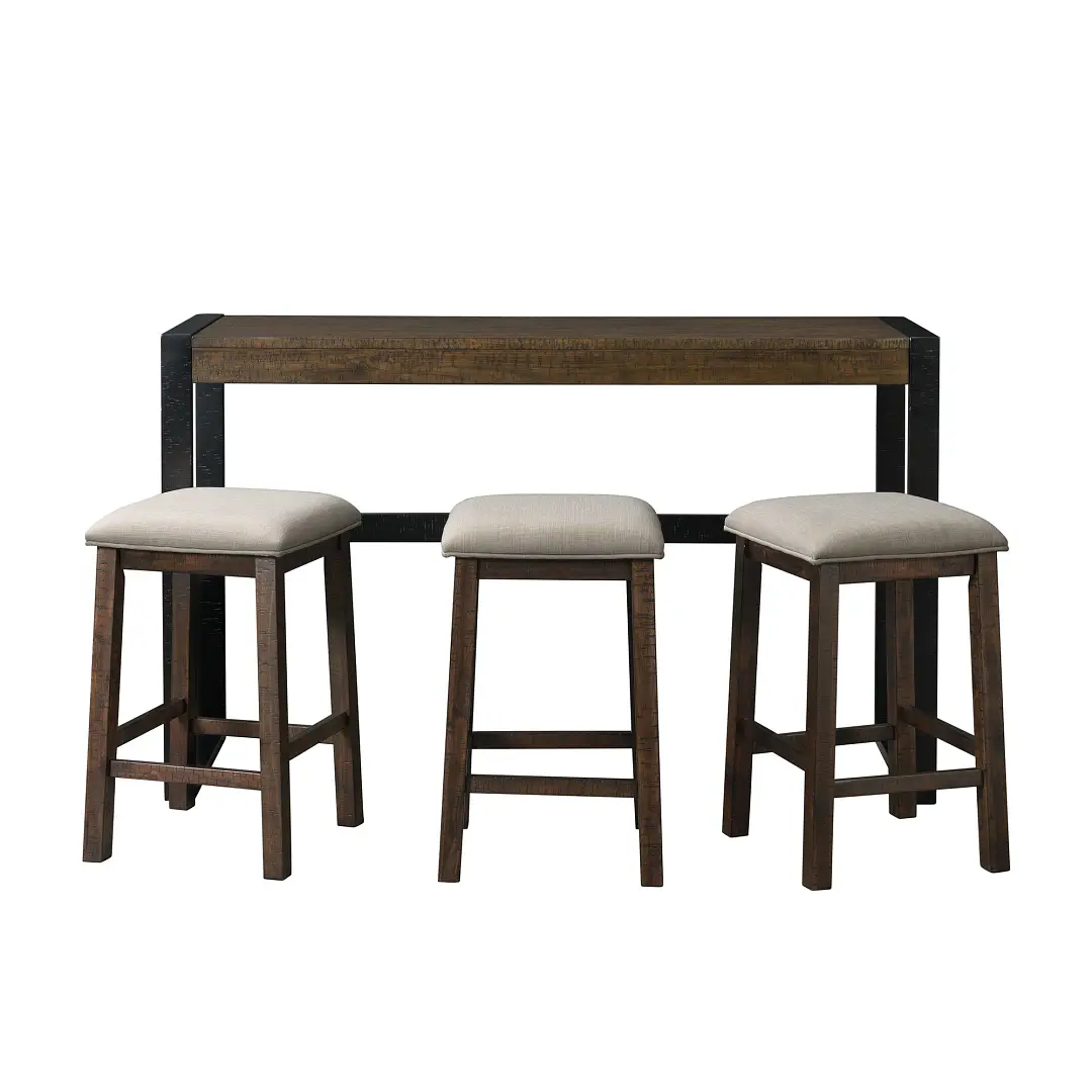 Tirian Dark Tone Sofa Table With 3 Stools Tirian Dark Tone Sofa Table With 3 Stools