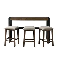 Tirian Dark Tone Sofa Table With 3 Stools