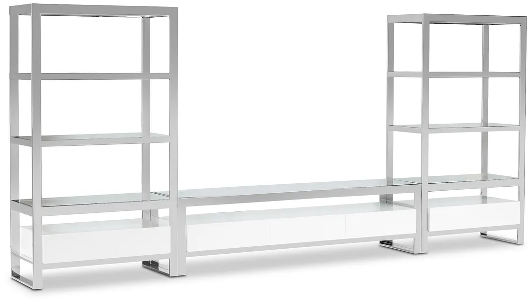 Miami White Glass Entertainment Wall