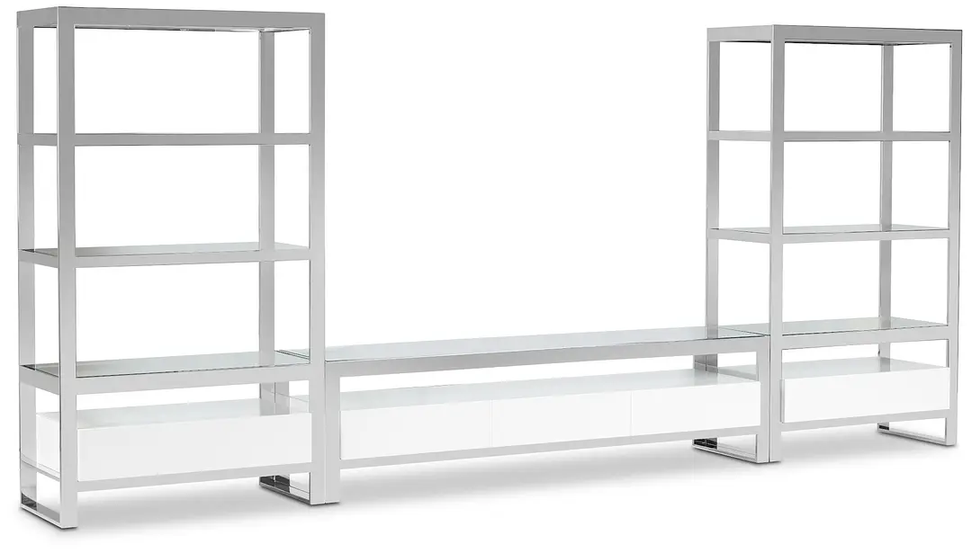 Miami White Glass Entertainment Wall Miami White Glass Entertainment Wall