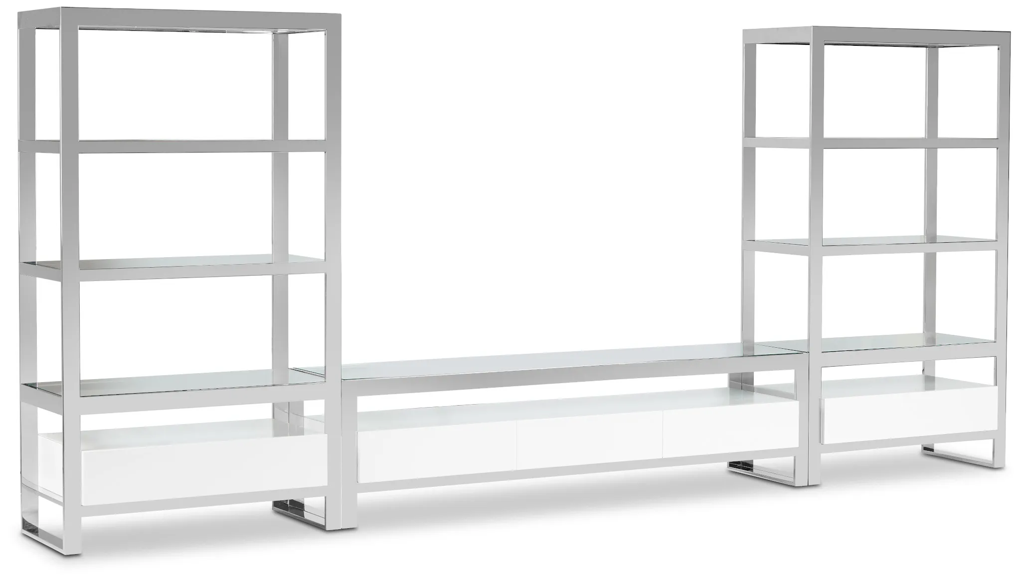 Miami White Glass Entertainment Wall