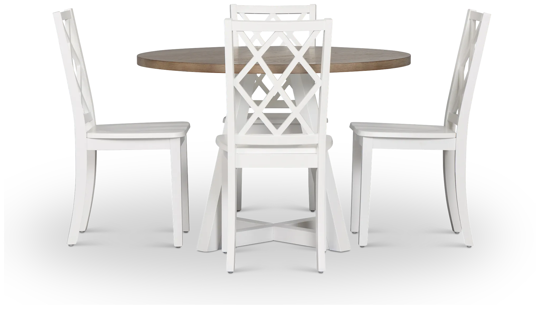 Edgartown Two-tone Round Table & 4 White Wood Chairs