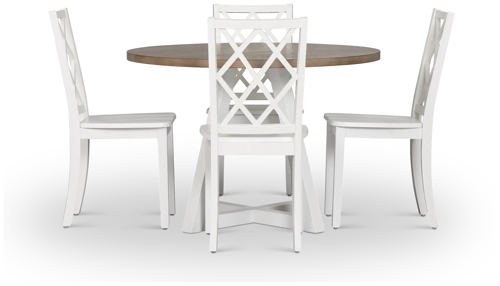 Edgartown Two-tone Round Table & 4 White Wood Chairs Edgartown Two-tone Round Table & 4 White Wood Chairs