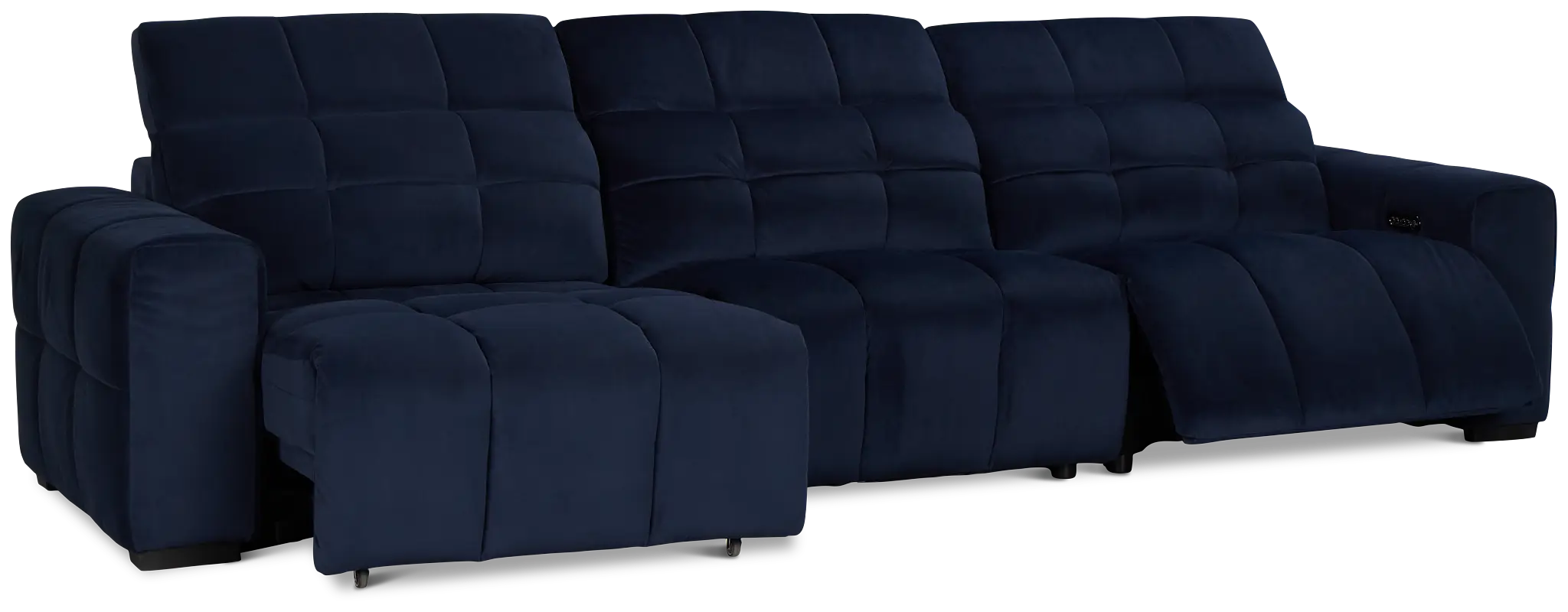 Gemma Navy Velvet Left Chaise Power Reclining Sectional Gemma Navy Velvet Left Chaise Power Reclining Sectional