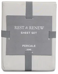 Rest & Renew Percale Cotton Gray 200 Thread Sheet Set
