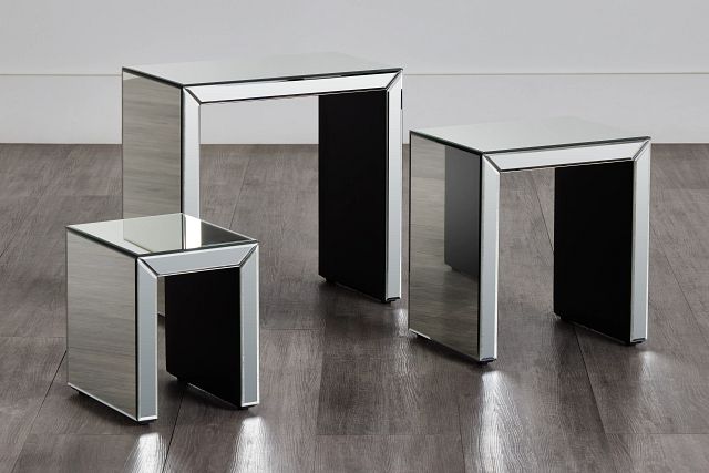 Alexia Silver Mirrored Nesting End Table