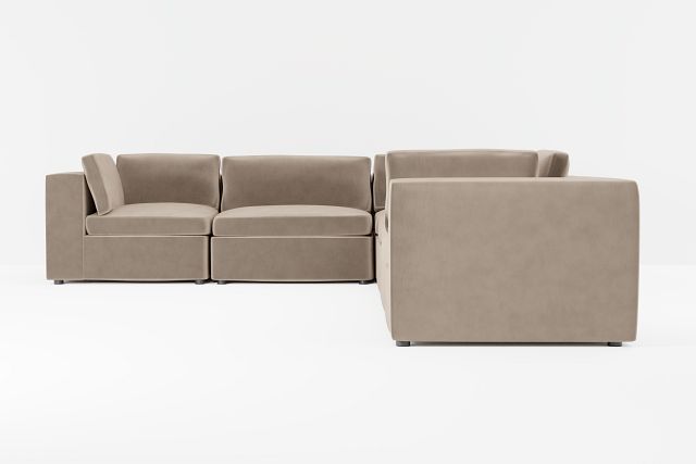 Destin Joya Beige Velvet 6-piece Modular Sectional