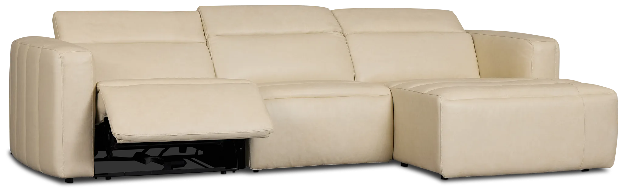 Jace Ivory Lthr/vinyl Right Chaise Power Reclining Sectional