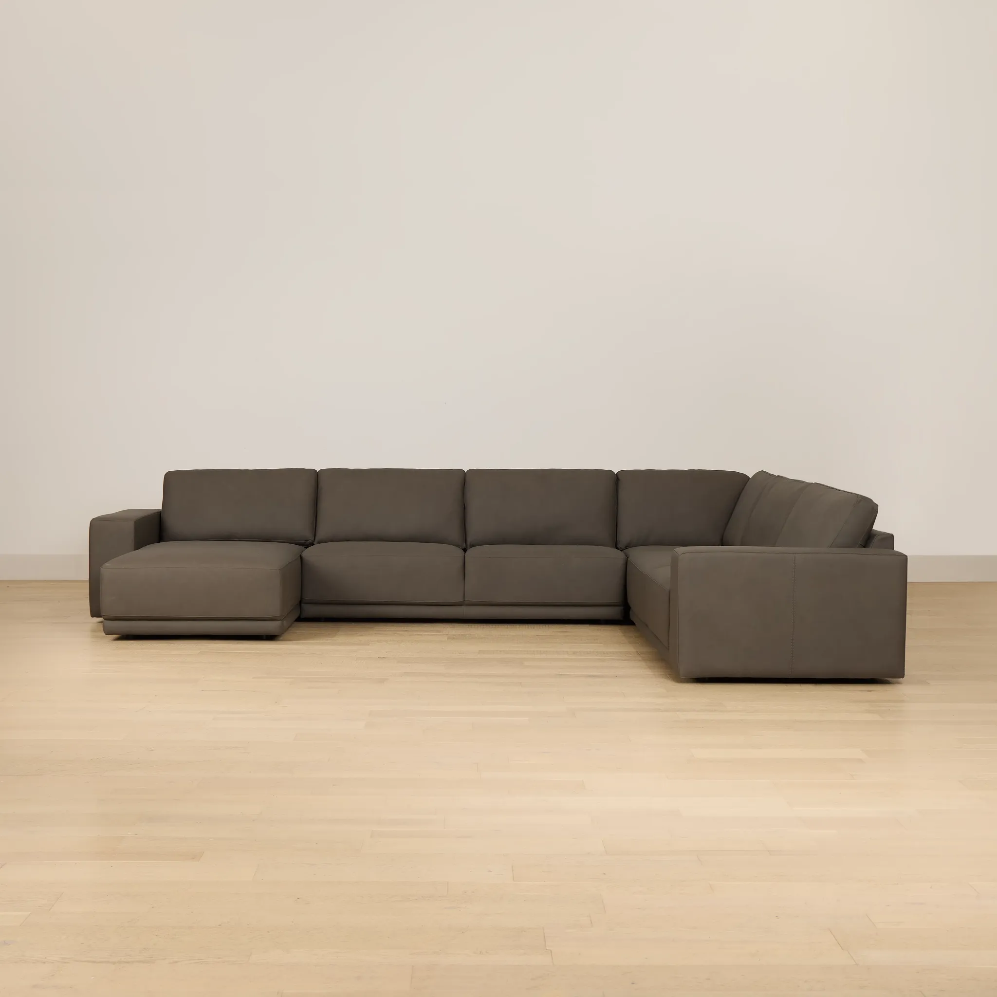 Kellan Dark Gray Leather Medium Left Chaise Sectional