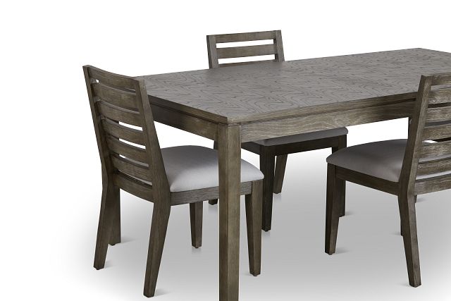 Bravo Dark Tone Rect Table & 4 Slat Chairs (6)