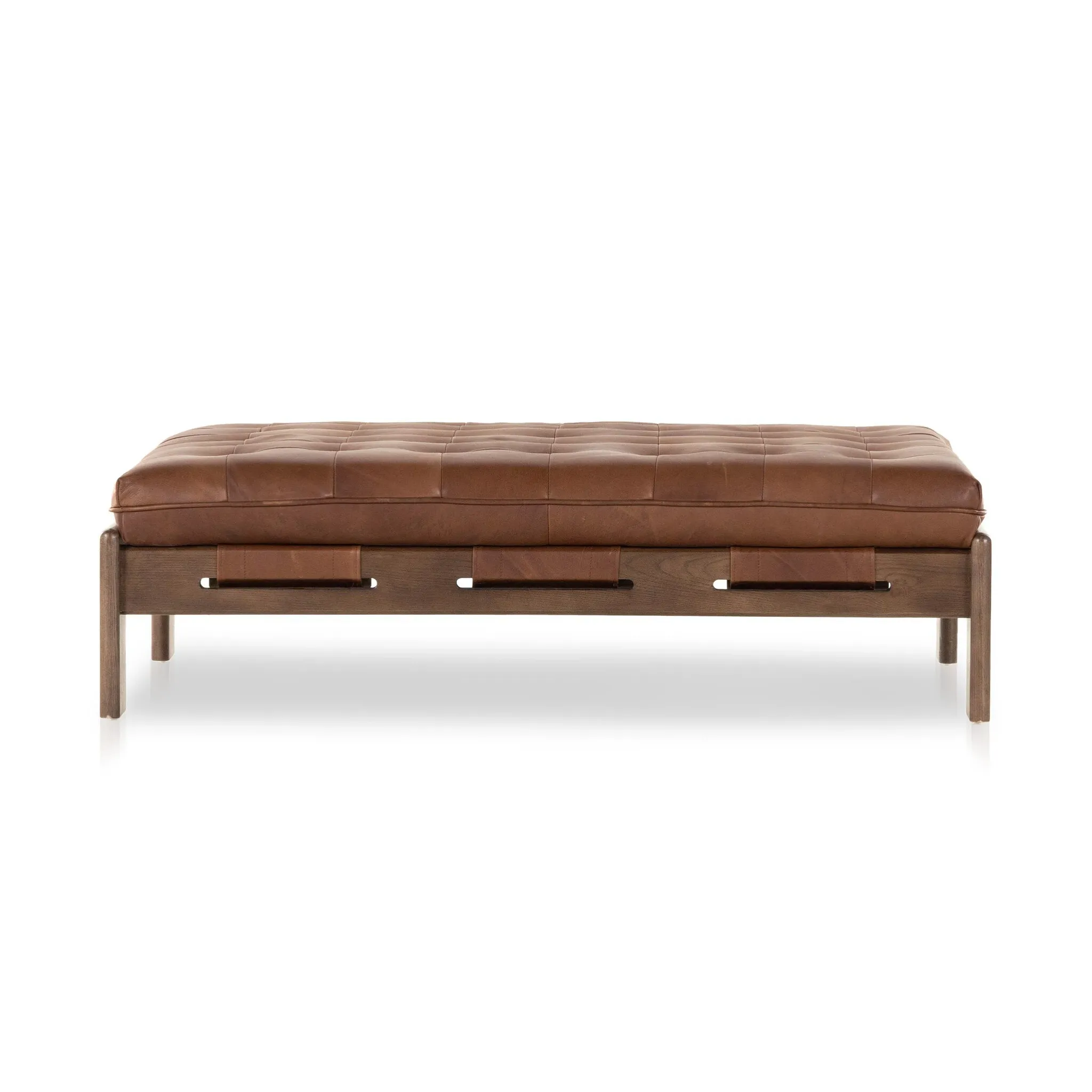 Four Hands Ferda Brown Leather Cocktail Ottoman