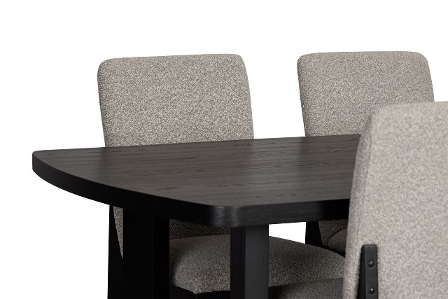 Modesto Black Rectangular Table & 4 Upholstered Chairs