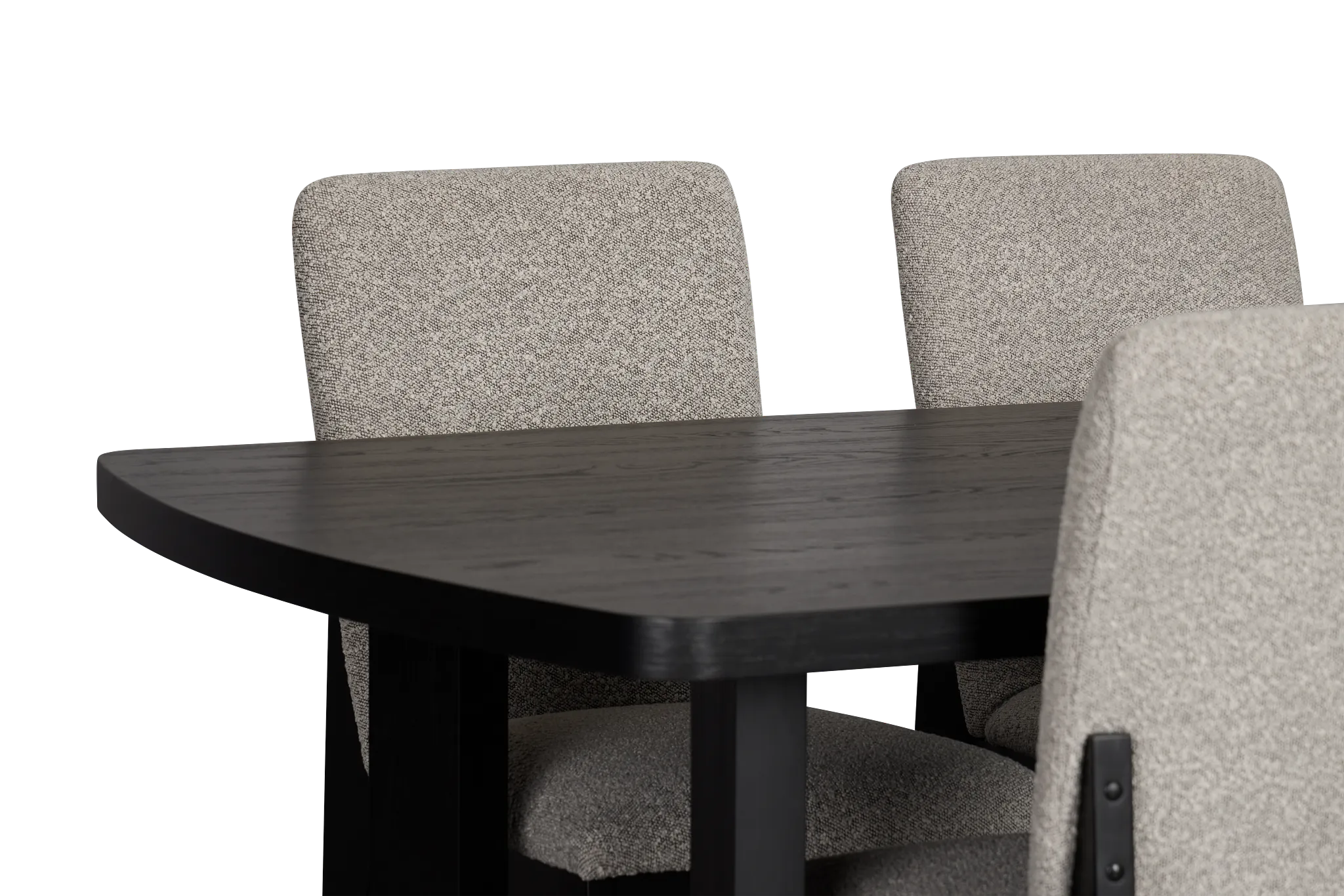 Modesto Black Rectangular Table & 4 Upholstered Chairs