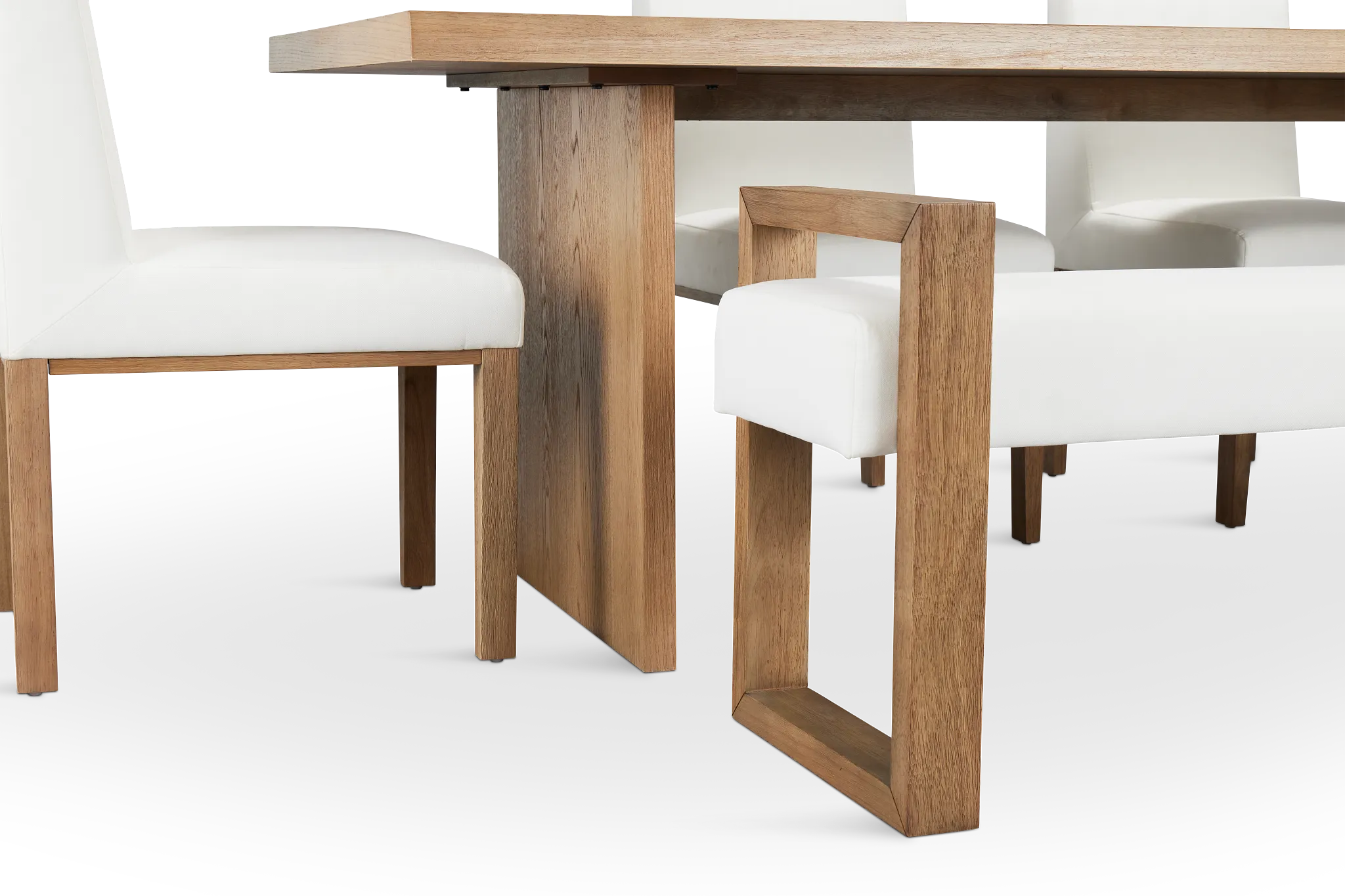 Haven Light Tone Wood Rectangular Table With 4 Side Chairs & Bench