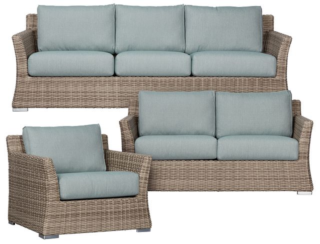 Raleigh Teal Woven Outdoor Living Room Set