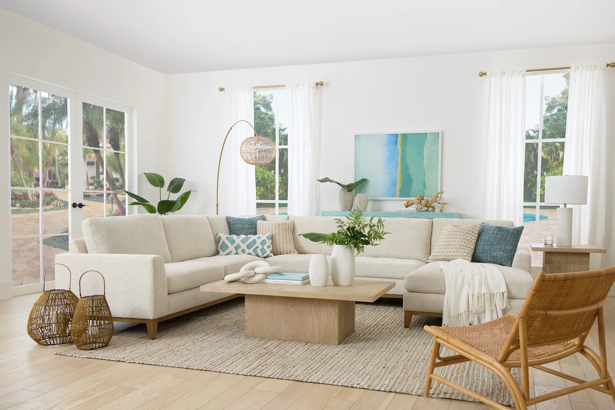 Maisie Light Beige Fabric Medium Right Chaise Sectional