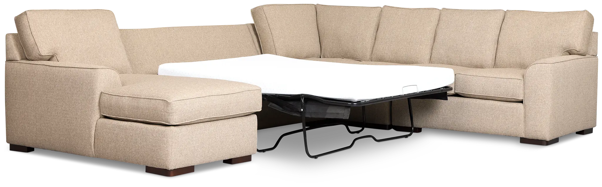 Sinclair Brown Fabric Left Chaise Memory Foam Sleeper Sectional Sinclair Brown Fabric Left Chaise Memory Foam Sleeper Sectional