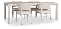 Gables White Rect Table & 4 Upholstered Chairs