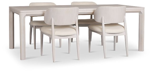 Gables White Rect Table & 4 Upholstered Chairs