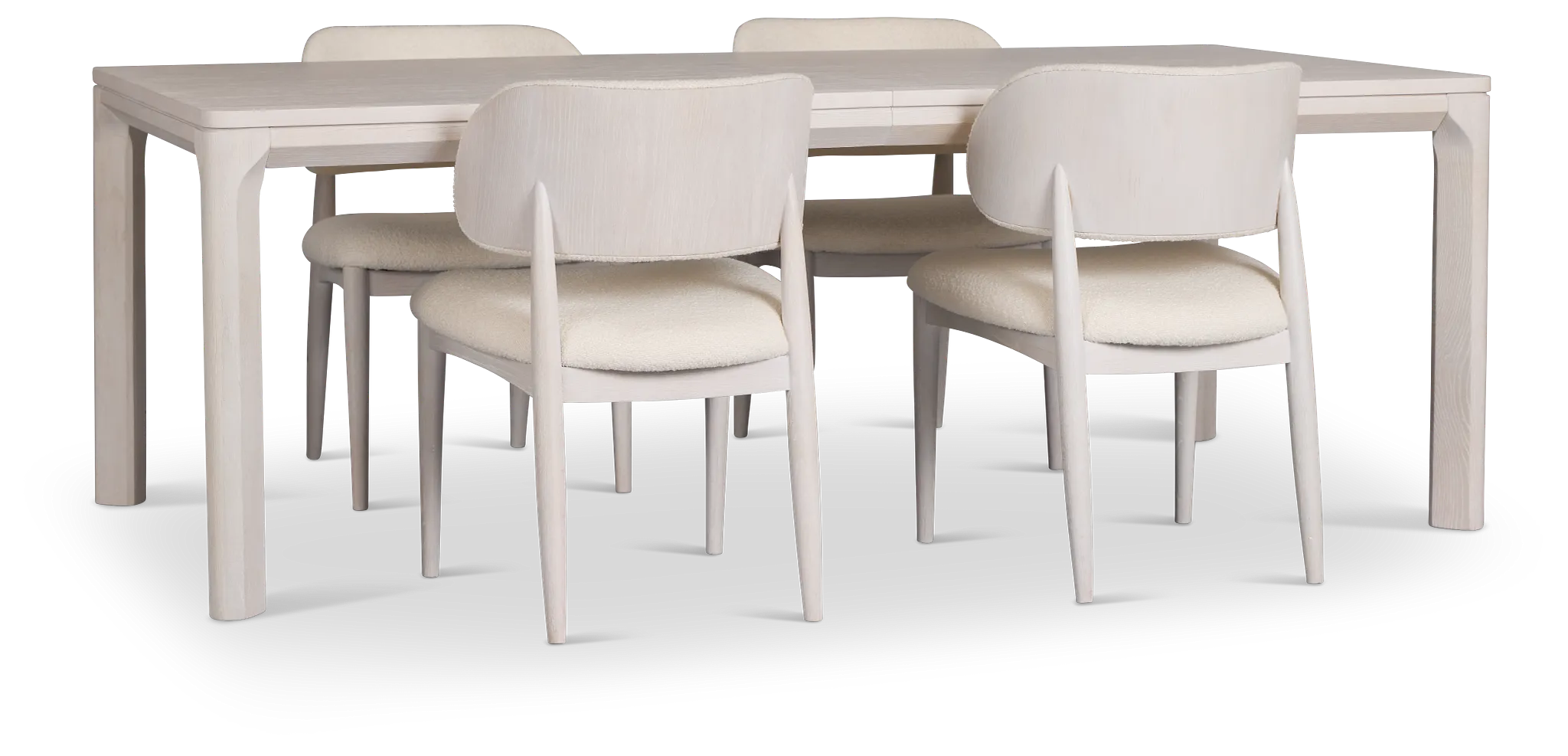 Gables White Rect Table & 4 Upholstered Chairs