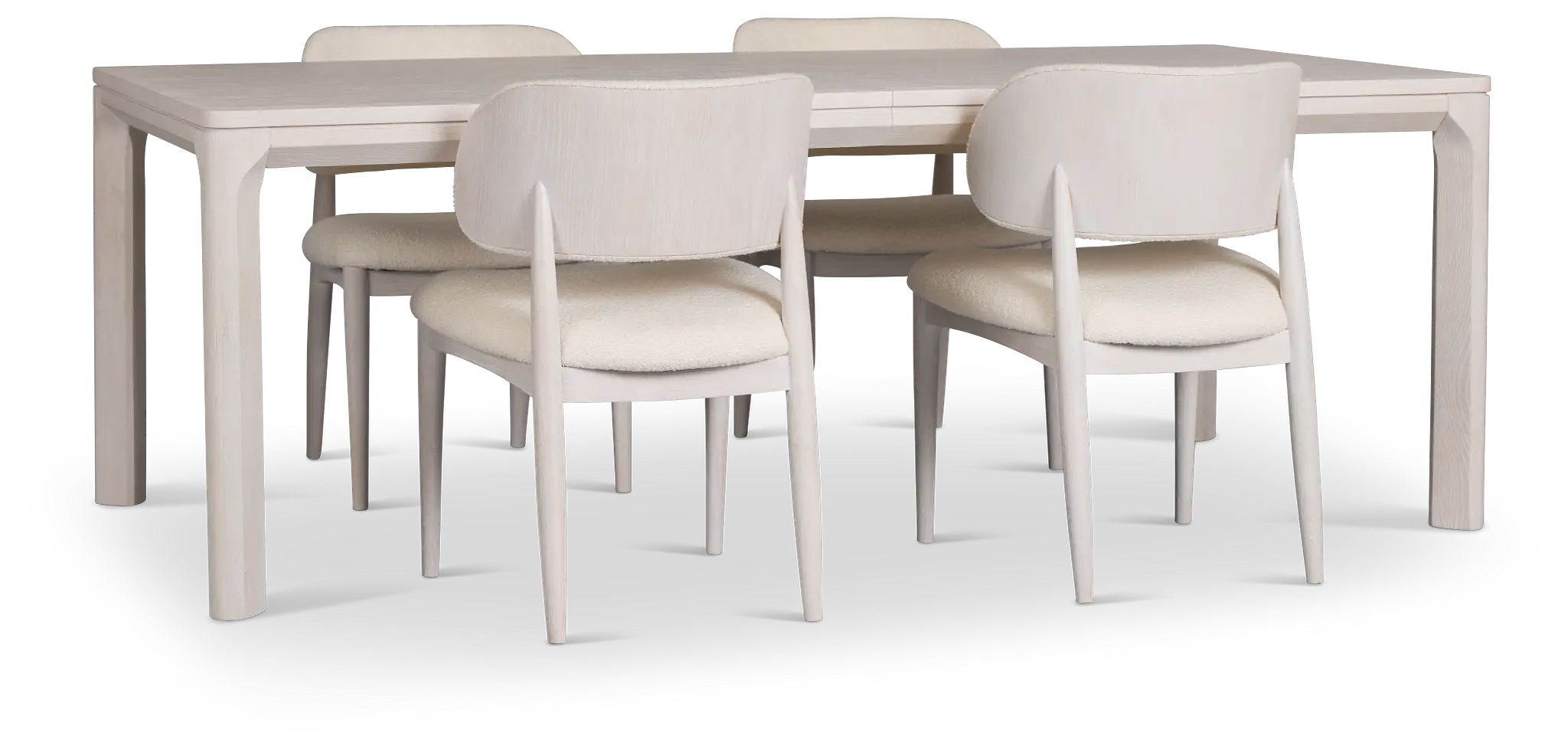 Gables White Rect Table & 4 Upholstered Chairs Gables White Rect Table & 4 Upholstered Chairs