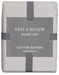 Rest & Renew Cotton Sateen Gray 300 Thread Duvet Set