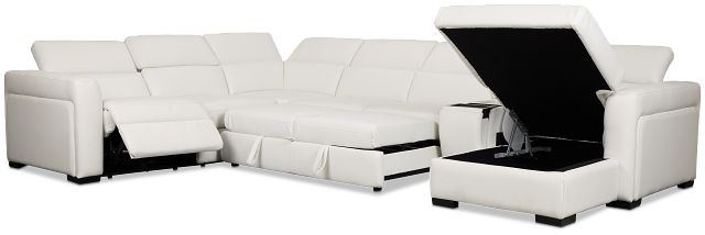 Melody White Storage Medium Right Dual Power Chaise Sleeper Sectional
