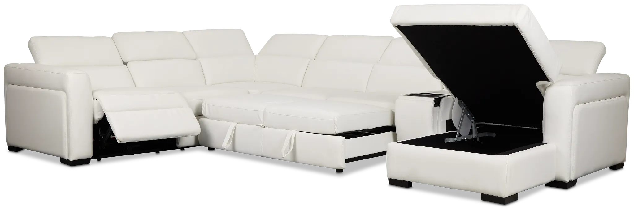 Melody White Storage Medium Right Dual Power Chaise Sleeper Sectional