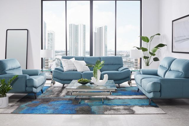 Milana Blue Velvet Sofa (1)