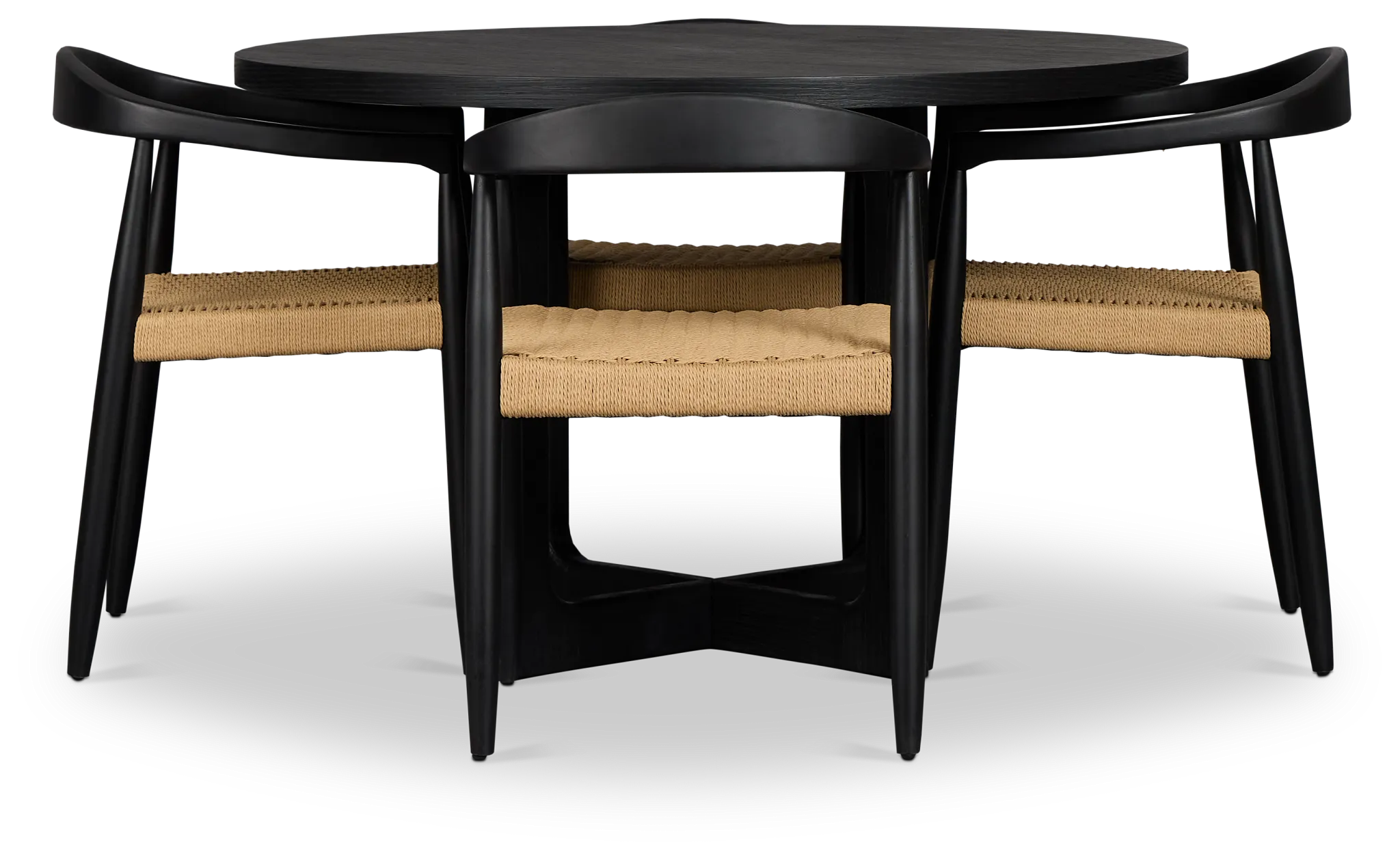 Santorini Black Round Table & 4 Curved Chairs