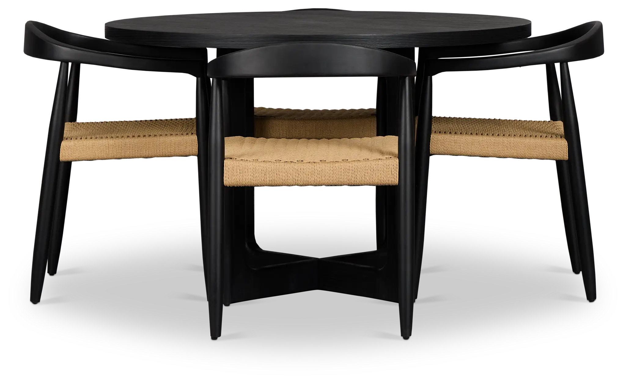 Santorini Black Round Table & 4 Curved Chairs Santorini Black Round Table & 4 Curved Chairs