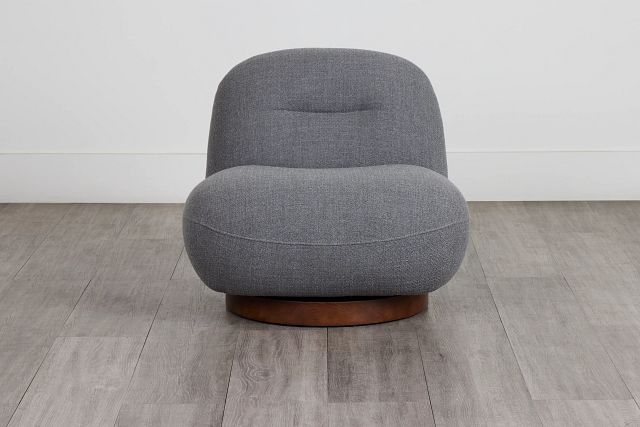 Aaliyah Dark Gray Fabric Swivel Accent Chair