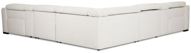 Ellis Light Beige Fabric Large Dual Power Reclining Two-arm Sectional