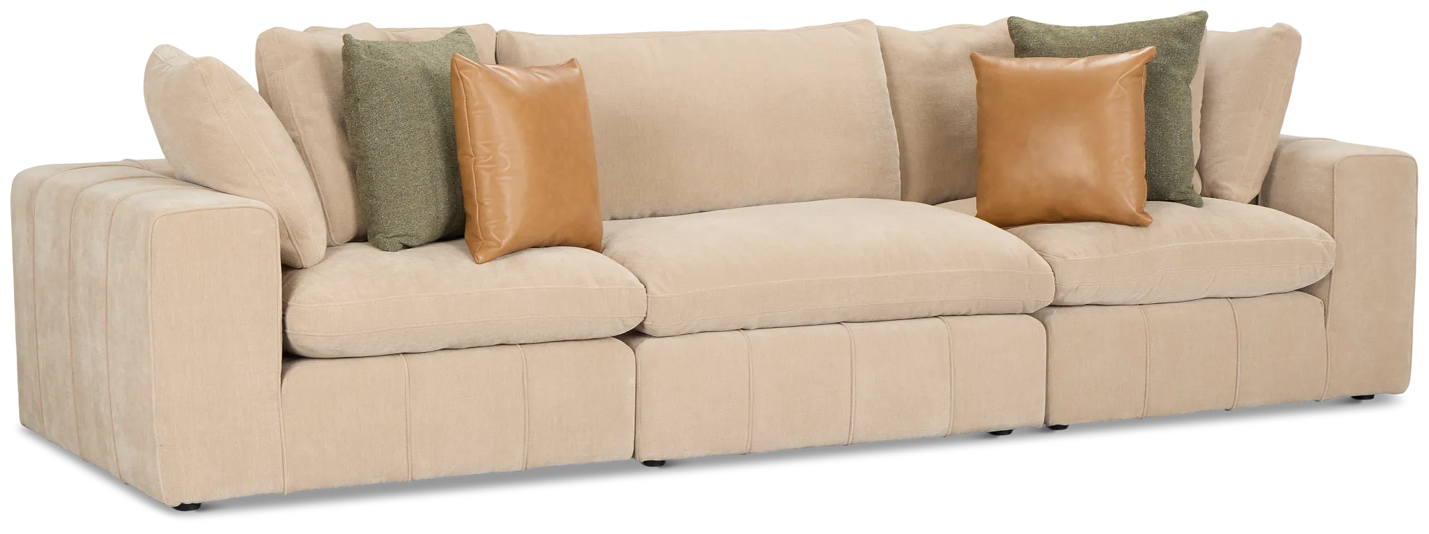 Cruz Light Beige Fabric 3-piece Modular Sofa