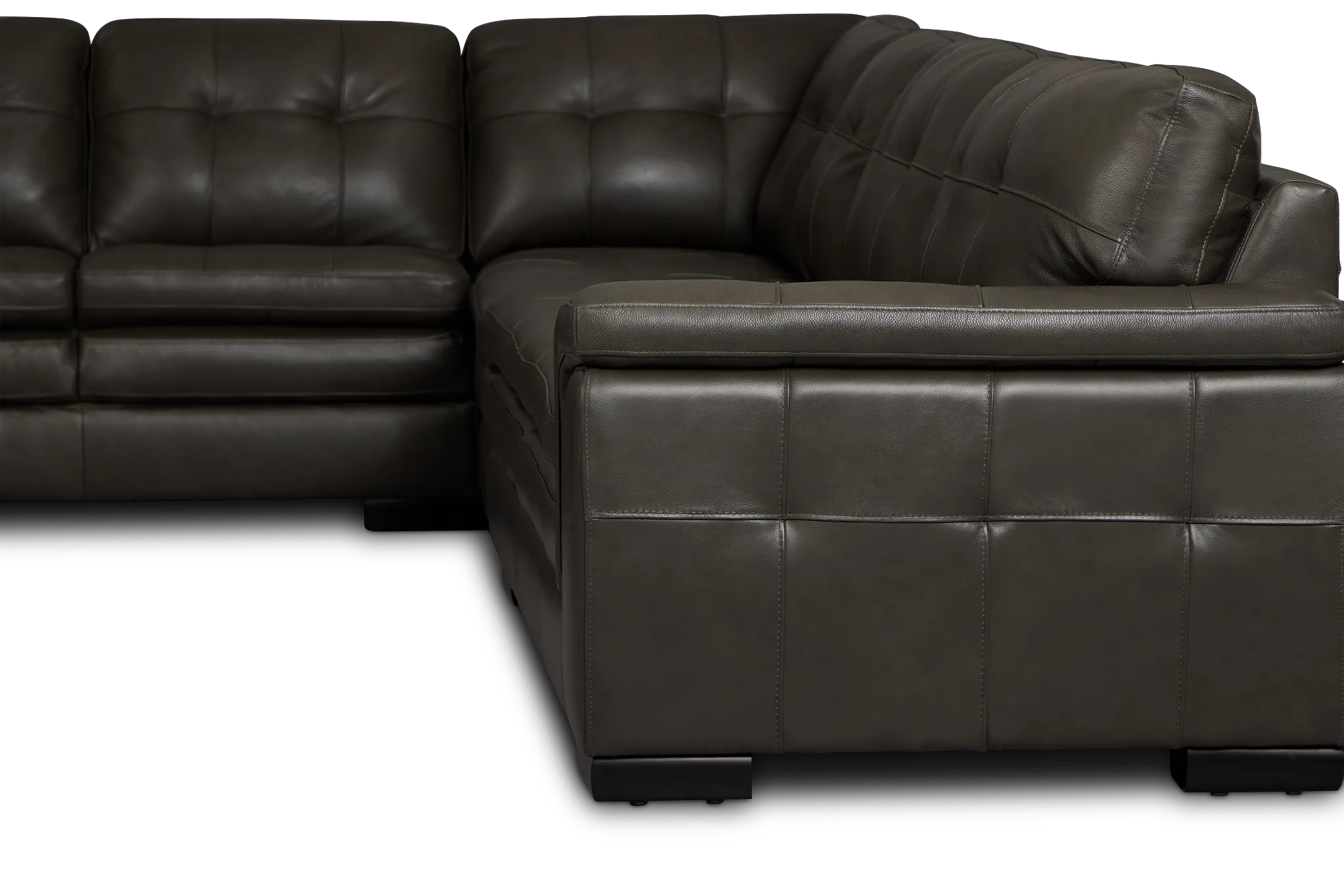 Braden Dark Gray Leather Large Left Chaise Sectional