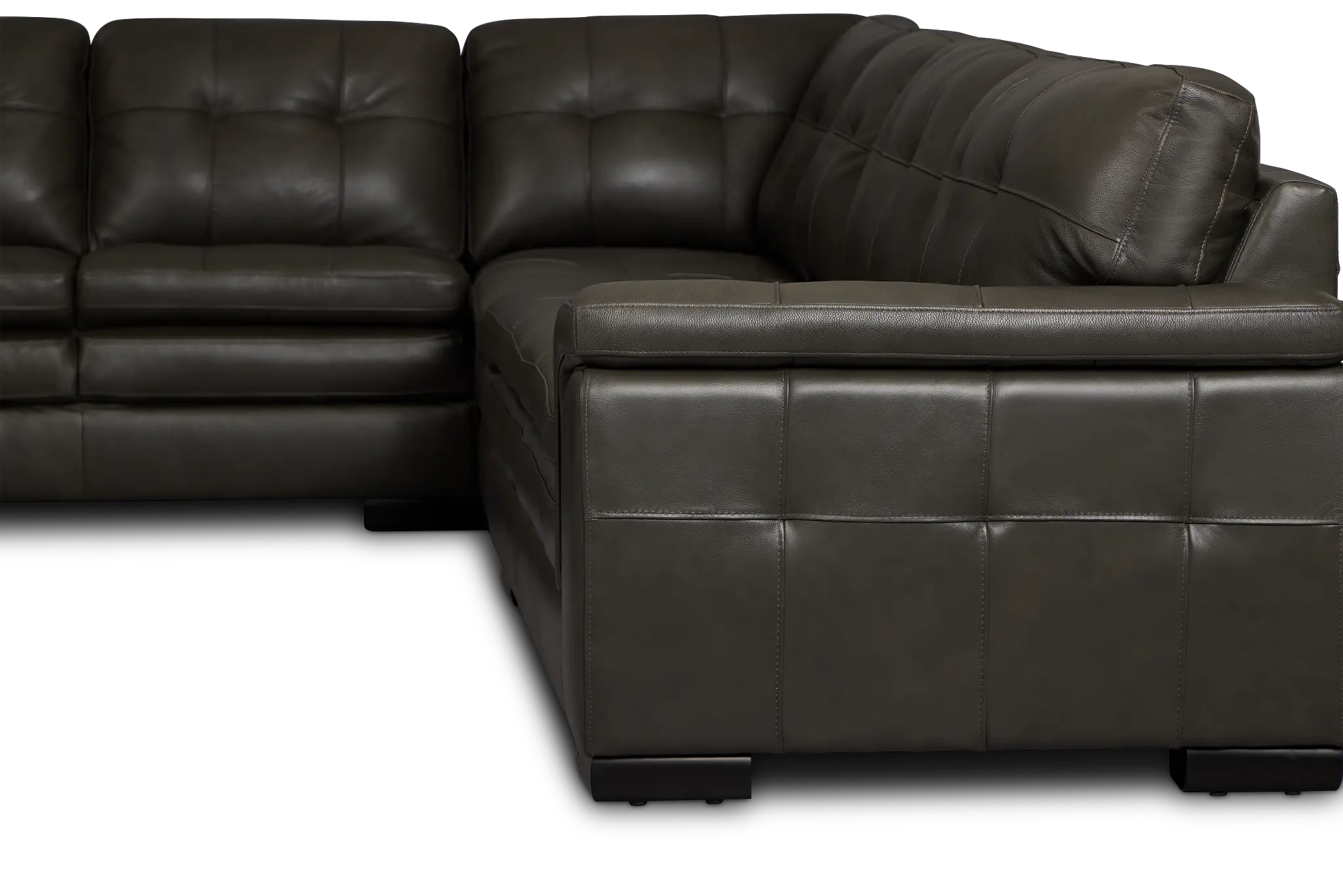 Braden Dark Gray Leather Large Left Chaise Sectional Braden Dark Gray Leather Large Left Chaise Sectional