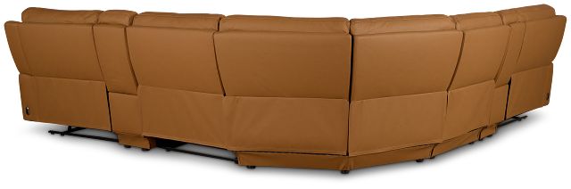 Summit Light Brown Lthr/vinyl Large Triple Power Reclining Two-arm Sectional