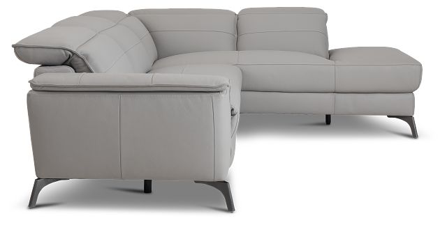 Pearson Gray Leather Right Bumper Sectional