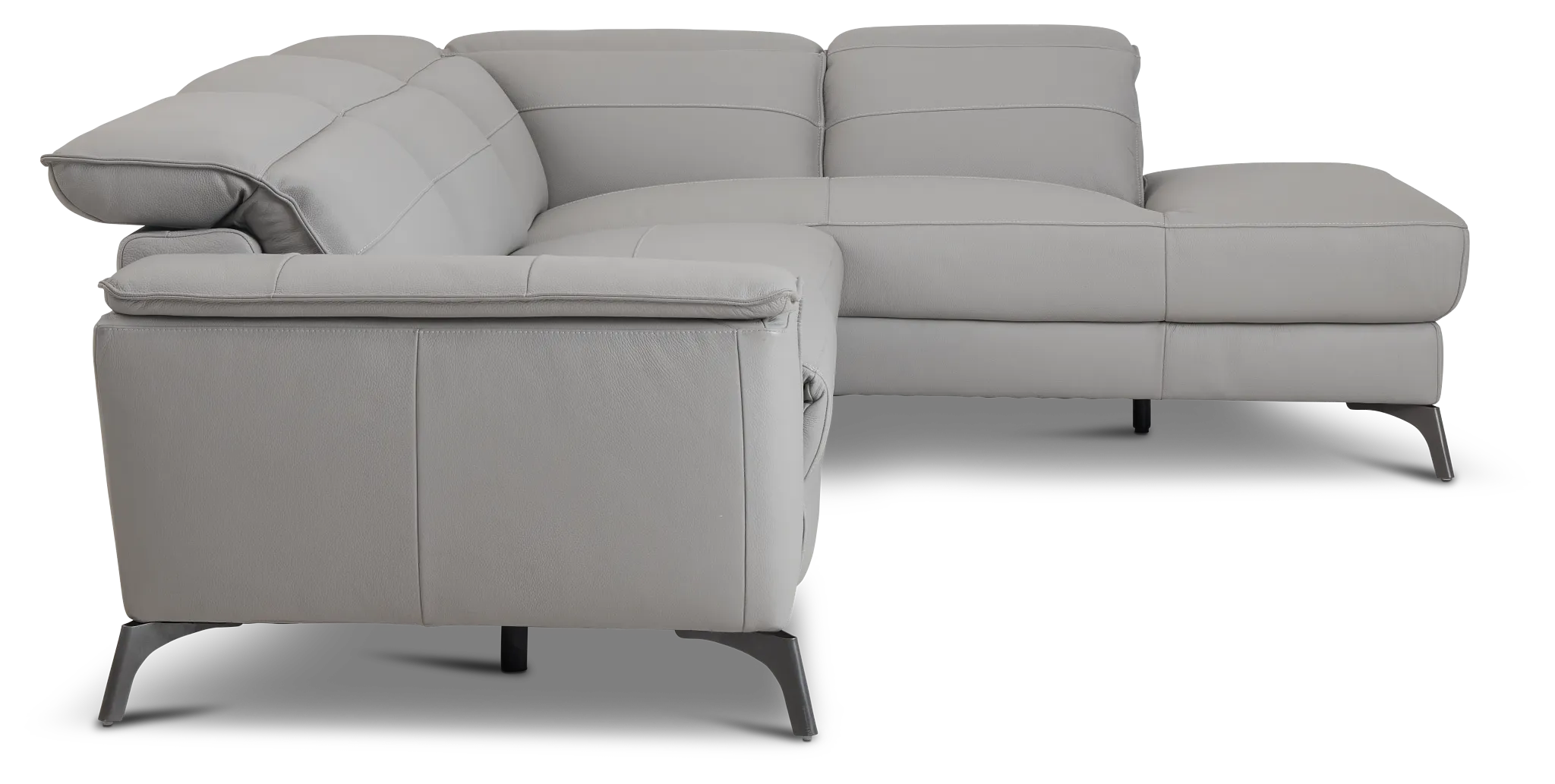 Pearson Gray Leather Right Bumper Sectional