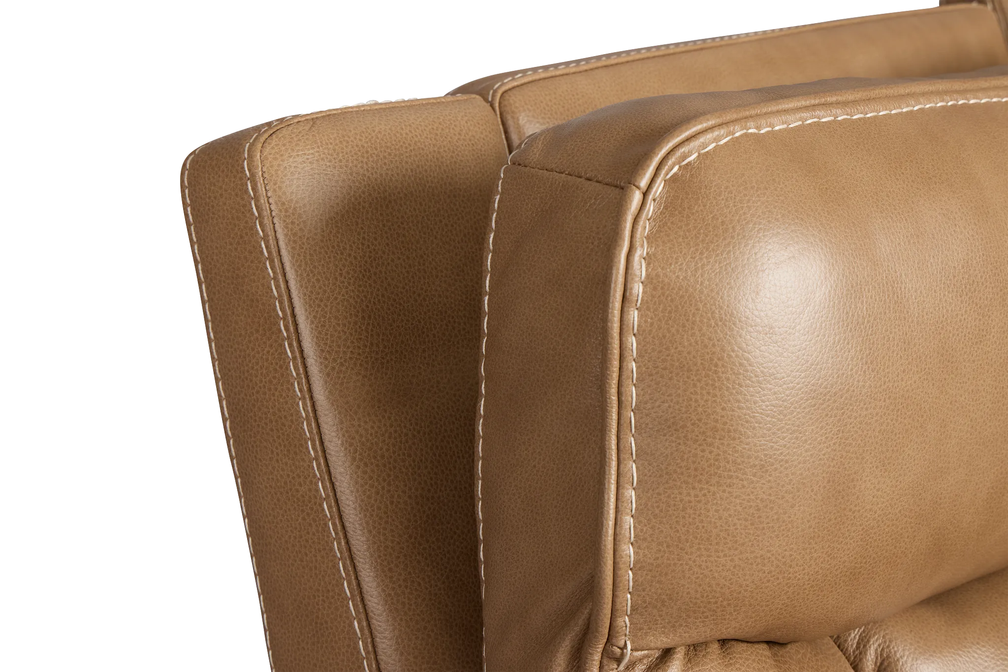 Jasper Light Brown Leather Large Triple Power Reclining Two-arm Sectional