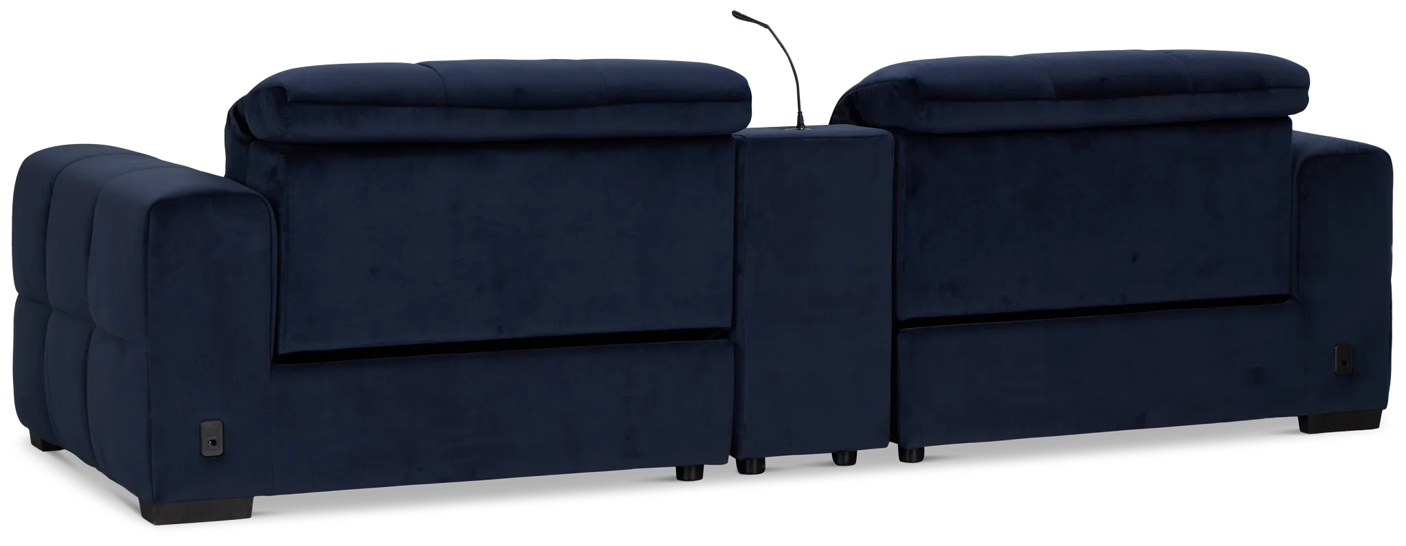 Gemma Navy Velvet Power Reclining Console Sofa