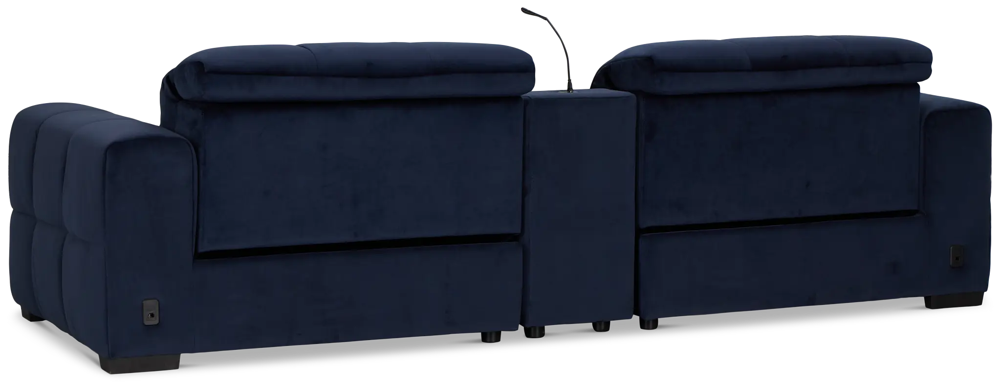 Gemma Navy Velvet Power Reclining Console Sofa Gemma Navy Velvet Power Reclining Console Sofa