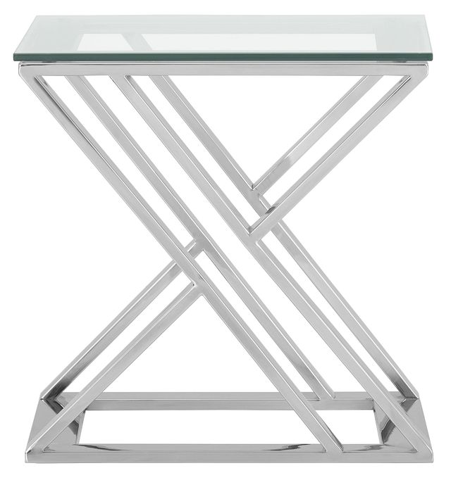 Zeta Glass Top Side Table - Urban Ladder