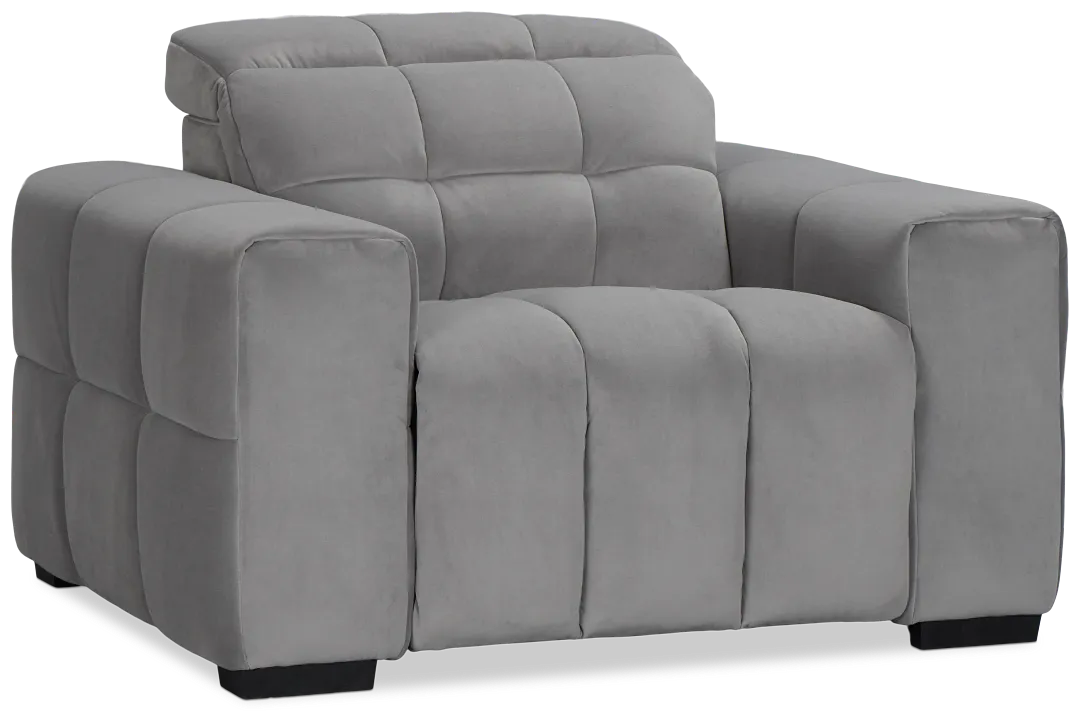 Gemma Light Gray Velvet Power Recliner