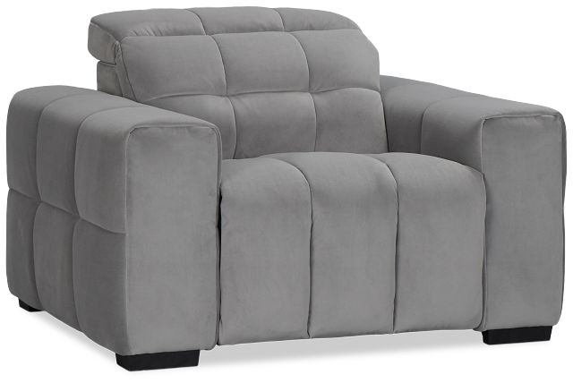 Gemma Light Gray Velvet Power Recliner