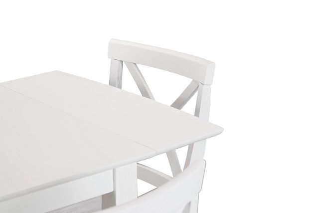 Woodstock White Drop Leaf High Table & 4 Wood Barstools