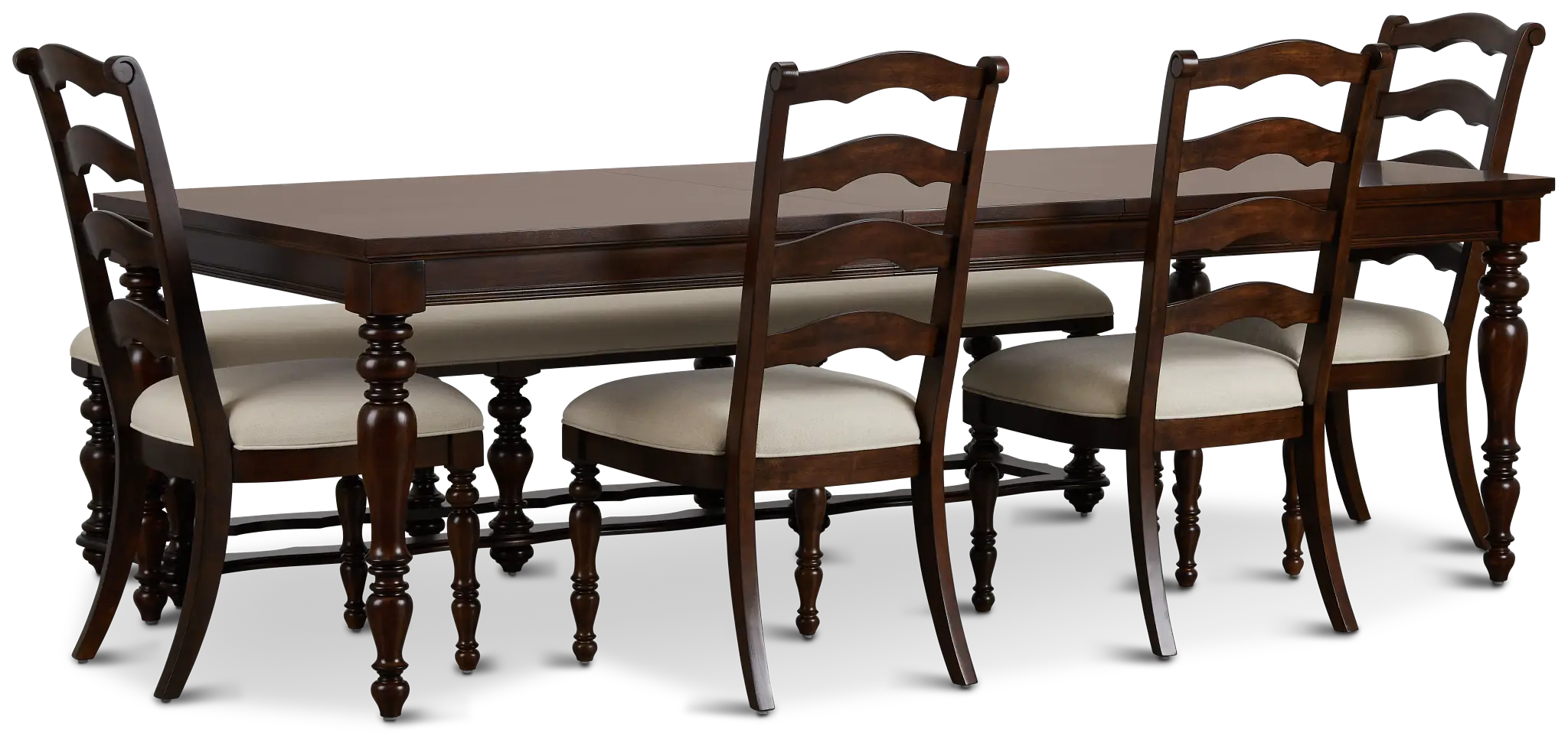 Savannah Dark Tone Rect Table, 4 Chairs & Bench Savannah Dark Tone Rect Table, 4 Chairs & Bench