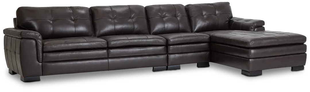 Braden Dark Brown Leather Small Right Chaise Sectional