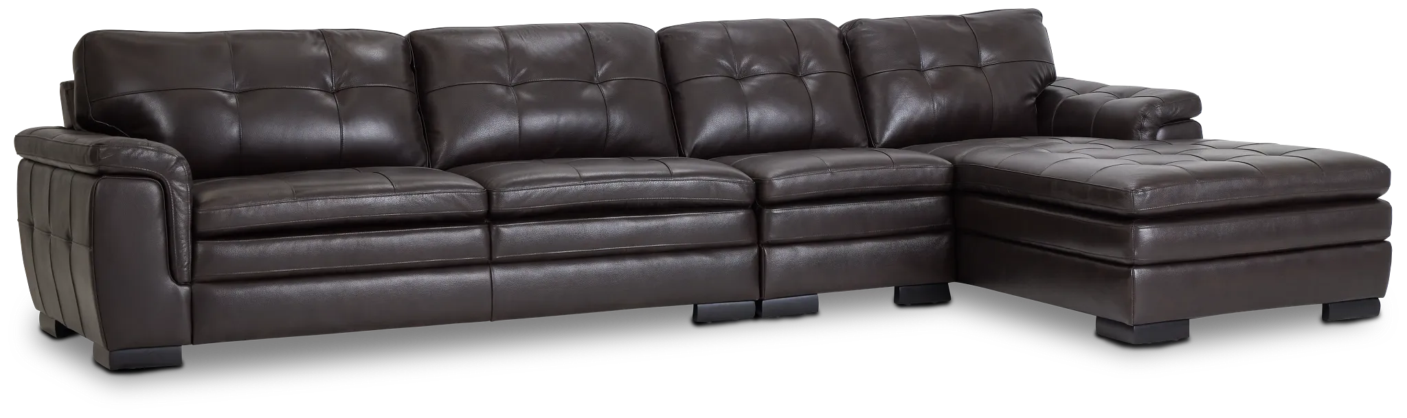 Braden Dark Brown Leather Small Right Chaise Sectional